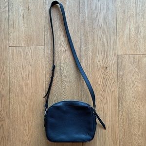 All Saints Black Leather Captain Lea Crossbody Bag